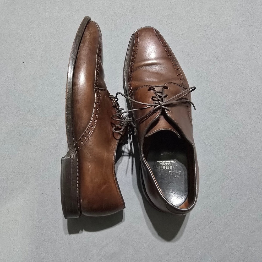 Allen Edmonds Wendell‎ Dress Shoes Mens 9.5 C Brown Leather Brogue Derby Oxfor